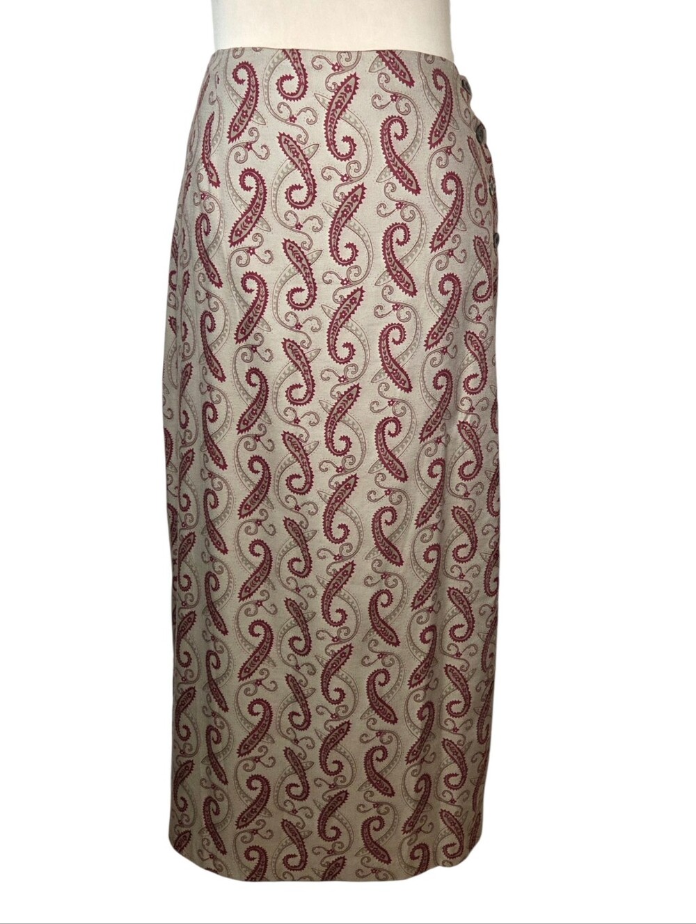 Woolrich Paisley Button Wrap Maxi Skirt Cottagecore Prairie Western Size 16